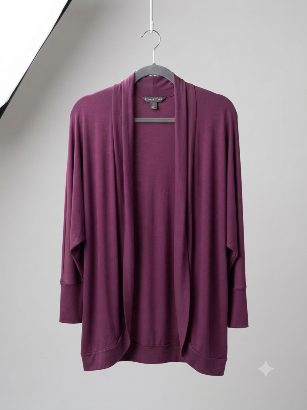 Zenana Outfitters Open-Front Draped Cardigan - Plum